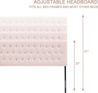 Tufted Upholstered Headboard Queen Size, Solid Wood Head Board with Durable Metal Legs, Adjustable Height Bed headboard from 37” to 51” Fabric Headboard in Modern Button Design, Pink