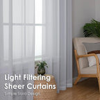 OVZME Light Grey Sheer Curtains 72 Inches Long 2 Panels - Soft Light Filtering Window Sheer Panels for Living Room/Bedroom, Top Dual Rod Pocket, 1 Pair, Each 42Wx72L Inches