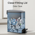 TIPGO Slim Bathroom Trash Can with Lid Soft Close, 6 Liter / 1.6 Gallon Stainless Steel Garbage Can with Removable Inner Bucket, Step Pedal, Small Trash Cans for Bedroom, Office, Kitchen (Grey)