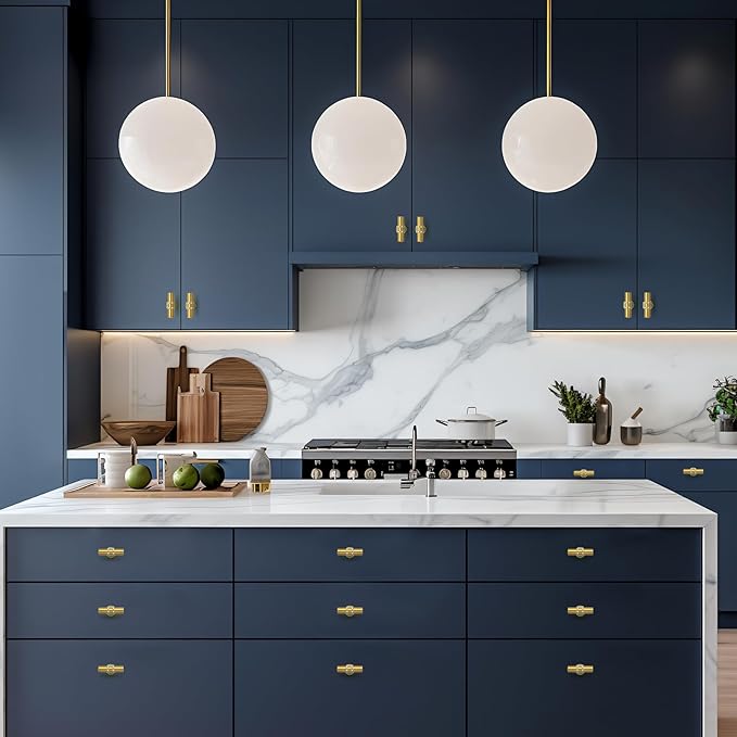 25 Pack Brushed Brass Cabinet Knobs - Gold Kitchen Cabinet Knobs Cabinet Pulls for Kitchen Cabinet Drawer Stainless Steel Dresser Knobs for Cabinet Hardware 2in Length Single Hole