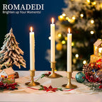 Candlestick Holders Taper Candle Holders, Romadedi Gold Candle Stick Candle Holder for Table Centerpiece, Wedding Reception, Festive Christmas Mantel Decoration or Home Decor, Set of 6