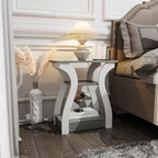 End Tables Living Room, Grey End Table with Charging Station, Grey Side Table, Nightstand for Bedroom, 3 Tier End Table with Storage Shelf for Living Room