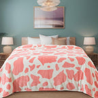 Fleece Cow Print Blanket for All Season - Premium Lightweight Anti-Static Pink and Ivory Twin/Twin XL Size Extra Long Blankets,Bedroom Decor 66" x 90"(Pink Cow)