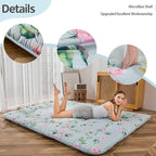 MAXYOYO Japanese Futon Mattress Floor Mattress Sleeping Pad Foldable Bed Roll Up Camping Cushion Floor Lounger Bed Couches and Sofas Couch Topper, Green Floral, Full Size