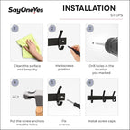 Matte Black Small Coat Rack Wall Mount – 9 Inch Stainless Steel Hook Rail with 3 Double Coat Hooks – Wall Mounted Entryway Organizer for Coats, Hats, Bags, Towels, Robes, Closet or Bathroom