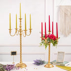 Sziqiqi 21in Gold Candelabra Tall Taper Candlestick for Candle Floral Metal Candle Holders Table Centerpiece for Wedding Party Event Room