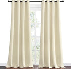 NICETOWN Beige Room Darkening Curtains 120" Long for Boho Farmhouse Home Decoration, 55" Wide, Set of 2, Window Treatment Total Privacy Drape Panels for Bedroom Guest Room