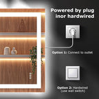 LED Bathroom Mirror with Lights 28x32 Wall Vanity LED Mirror Stepless Dimmable,Double Front and Backlight,Anti-Fog,Memory Smart Mirror for Bathroom