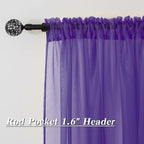 HUTO Dark Purple Sheer Curtains 72 Inches Long for Girls Room Rod Pocket Window Sheer Drapes for Kids Bedroom Living Room Classroom 2 Panels 52 by 72 Inch Length