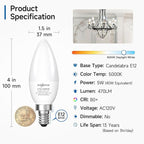 SHINESTAR E12 LED Candelabra Light Bulbs 40 Watt Equivalent, 5000K Daylight White 550 Lumen Chandelier Bulb, 6W B11 Candle Small Base Ceiling Fan Light Bulbs, Non-Dimmable, Pack of 3