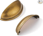 khtumeware 2 Pack 3-1/2" Drawer Pulls Antique Brass Cabinet Cup Pulls Kitchen Hardware Cabinet Handles Drawer Handles Knobs 3.5 inch Hole Center