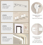 USHOWER LED Bathroom Mirror 24x36 Inch with Lights - Frameless Tempered Glass LED Backlit Lighted Mirror for Bathroom Vanity with Anti-Fog, 3 Colors Dimmable, Memory Function, Wall-Mounted