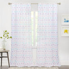 MYSKY HOME Large Curtains Rainbow Pom Pom White Sheer Curtains for Living Room Colorful White Sheer Curtains Sliding Door 108 Inch Long Light Filtering Rod Pocket Window Panels 52 x 108 inch 2 Pieces
