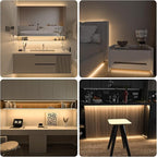 WOBANE Under Cabinet Lighting Kit, 9.8ft COB Light Strip with 24W Adapter,RF Remote,Super Bright Daylight for Kitchen Cabinet,Under Desk,Counter Lighting,4000K Natural White,1500 Lumen,Dimmable