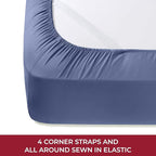 Mellanni RV Short Queen Sheets - 4 PC Iconic Collection Bedding - Hotel Luxury, Extra Soft, Cooling Bed Sheets - Deep Pocket up to 10 inch (RV/Short Queen, Blue Nova)