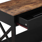 Convenience Concepts Oxford 1 Drawer Console Table with Shelves, Barnwood/Black