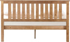 Mellow Marley 14 Inch Solid Wood Platform Bed with Paneled Headboard, Natural Pine, Queen