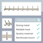 Coat Rack Wall Mount – Brushed Nickel 24 Inch Stainless Steel Hook Rail with 8 Heavy Duty Double Coat Hooks – Wall Mounted Coat Hanger for Entryway, Bathroom, Bedroom, Towel, Hat Organizer