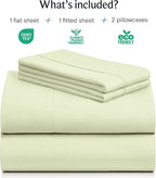 LuxClub 4 PC Sheet Set Bed Sheets Deep Pockets 16" Eco Friendly Wrinkle Free Cooling Machine Washable Hotel Bedding Silky Soft - Sage Green California King