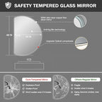 48"×34" LED Bathroom Mirror with Lights, Large Lighted Half Circle Bathroom Mirror-with Backlit, 3 Colors, Dimmable, Anti Fog, Shatter-Proof Modern Decor Vanity Mirrors