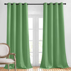 NICETOWN Forest Green Reducing Grommet Curtains - (W52 x L108, 2 Pieces) Triple Woven Textured Soft Curtain Panels for Living Room Window Treatment Drapes