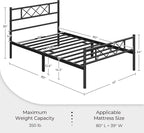 Yaheetech Twin XL Size Metal Platform Bed Frame with Simple Headboard and Footboard, Mattress Foundation for Under Bed Storage, Steel Slat Support, No Box Spring Needed, Easy Assembly, Black