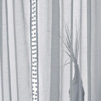 Treatmentex Pom-Pom Grey Sheer Curtains for Bedroom 63" Window Drapes Rod Pocket Textured Sheer Curtain for Kids Room 52" w 2 Panels