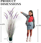 KOL 59in Artificial Veronica Spiked Speedwell Grass, 5ft Faux Veronica Spicata Flower, Tall Fake Reed Grass for Home Office Garden Wedding Décor, Indoor Outdoor Fake Plant, UV-Resistant, Purple