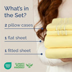 Cal King Size 4 Piece Sheet Set - Comfy Breathable & Cooling Bed Sheets Set - Hotel Luxury Bedding for Women, Men, Kids, Teens, Boys & Girls - Deep Pockets, Soft and Wrinkle Free - Oeko-Tex - Yellow