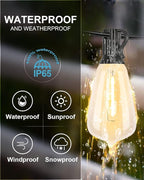 Lightdot 400FT Outdoor String Lights, LED Bistro String Lights with Shatterproof ST38 Vintage Bulbs, 2200K Dimmable, Waterproof Hanging Lights for Porch, Deck, Garden, Backyard, Balcony - ETL Listed