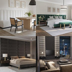 Vänt Upholstered Wall Panels - King/Cal King Size Wall Mounted Headboards - Ribbed Stone - Twin/King - Set of 4 Panels (Each Individual Panel 39"x11.5")