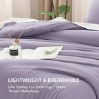 Litanika Grayish Lavender Purple Comforter Set Full Size, 3 Pieces Lightweight Solid Bedding Comforter Set, All Season Fluffy Bed Set (79x90In Comforter & 2 Pillowcases)