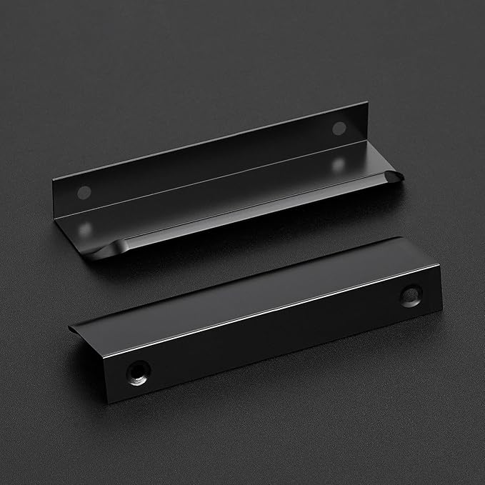 Ravinte Hardware 20 Pack Black Cabinet Handles, 5 Inch (128mm) Finger Edge Pulls, 4 Inch Hole Center, Finger Pulls for Cabinets