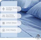 Linen Home 100% Cotton Percale Sheets Full Size, Baby Blue, Deep Pocket, 4 Pieces Set - 1 Flat, 1 Deep Pocket Fitted Sheet and 2 Pillowcases, Crisp Cool and Strong Bed Linen