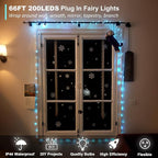 Fairy Lights Plug in 66ft 200LEDs with Remote, 20 Color Changing Light Warm White Twinkle Firefly String Lights for Christmas Bedroom Tapestry Party Wedding, Multicolor Colors (Plug)