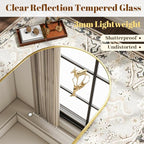 VooBang Arched Wall Mirror, 32 x 48 inch Arch Bathroom Mirror, Wall Mounted Vanity Mirror with Arch Metal Frame, Modern Bathroom Vanity Mirror for Bedroom, Living Room, Hanging or Leaning, Gold