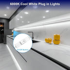 maylit Under Cabinet Strip Lighting Plug in 24in, Ultra Bright Small LED Light Bar, 6000K Cool White, 110V-120V Wired Lights for Kitchen Cabinet, Counter, Workbench, Desk, Closet, Shelf, Indoor