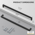 goldenwarm 35 Pack 12-3/5 Inch Black Cabinet Handles Matte Black Drawer Pulls Stainless Steel Cabinets Hardware Square Bar Modern for Kitchen Bathroom Cupboard