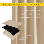 NICETOWN Bedroom Blackout Curtains and Drapes - Window Treatment Thermal Insulated Solid Grommet Blackout Draperies for Kitchen/Cafe (Biscotti Beige, Set of 2, 34 by 50 Inch)