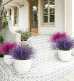 RECUTMS Fake Outdoor Plants, Fake Plants Artificial Grass Plants Fake Bushes Faux Shrubs Wheat Grass Purplish Red Artificial Plants Outdoor UV Resistant for Garden Porch Yard Home Decor(Purple)