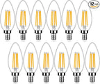 12-Pack Dimmable E12 LED Candelabra Bulbs 40Watt Equivalent, 2700K Warm White, 450Lumens, 4W B11 Vintage Chandelier Light Bulbs, LED Filament Clear Glass Candle Lamp for Ceiling Fan Home Decor1