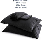 Bedsure King Size Sheet Set, Cooling Sheets King, Rayon Derived from Bamboo, Deep Pocket Up to 16", Breathable & Soft Bed Sheets, Hotel Luxury Silky Bedding Sheets & Pillowcases, Black