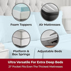 Mellanni Extra Deep Split King Sheets - 5 PC Iconic Collection Bedding - Hotel Luxury, Ultra Soft, Cooling Bed Sheets - Wrinkle, Fade, Stain Resistant (Split King, Aqua)
