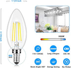 LED Candle Bulbs 40W Equivalent, E12 Candelabra Light Bulbs 4W 470Lm Clear Edison LED Bulb, Daylight White 5000K B11 Classic Bright Filament Bulbs, Dimmable Decorative Bulb for Lamps, Pack of 10