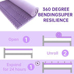 MUXHOMO 2 Inch 7-Zone Twin Mattress Topper, Egg Crate Foam Mattress Topper Twin Size for Back Pain, Lavender Cooling Gel Infused Bed Pad, CertiPUR-US and Oeko-TEX Certification (38"×75")
