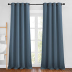 NICETOWN Smoky Blue Curtains 96 inches Long, Grommet Thermal Insulated Blackout Curtains Privacy Window Treatments for Boys Room/Living Room, W46 x L96, 2 Panels