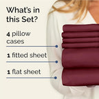 Full 6 Piece Sheet Set - Comfy Breathable & Cooling - Ultra Soft Hotel Luxury Bedding Set w/ 8-16 Inch Deep Pockets - 1 Flat & 1 Fitted Sheet & 4 Pillowcases - Wrinkle Free and Easy Care - Burgundy
