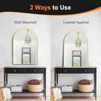 Delma Arched Bathroom Mirror, 26"x38" Wall Mounted Vanity Mirror for Bedroom, Living Room and Entryway, Gold