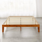 Mellow Naturalista Classic - 79.5"L x 59.5"W x 12"H Inch Solid Wood Platform Bed with Wooden Slats, No Box Spring Needed, Easy Assembly, Queen, Cherry