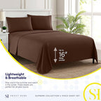 Twin Sheets - Breathable Luxury Sheets with Full Elastic & Secure Corner Straps Built In - 1800 Supreme Collection Extra Soft Deep Pocket Bedding Set, Sheet Set, Twin, Brown